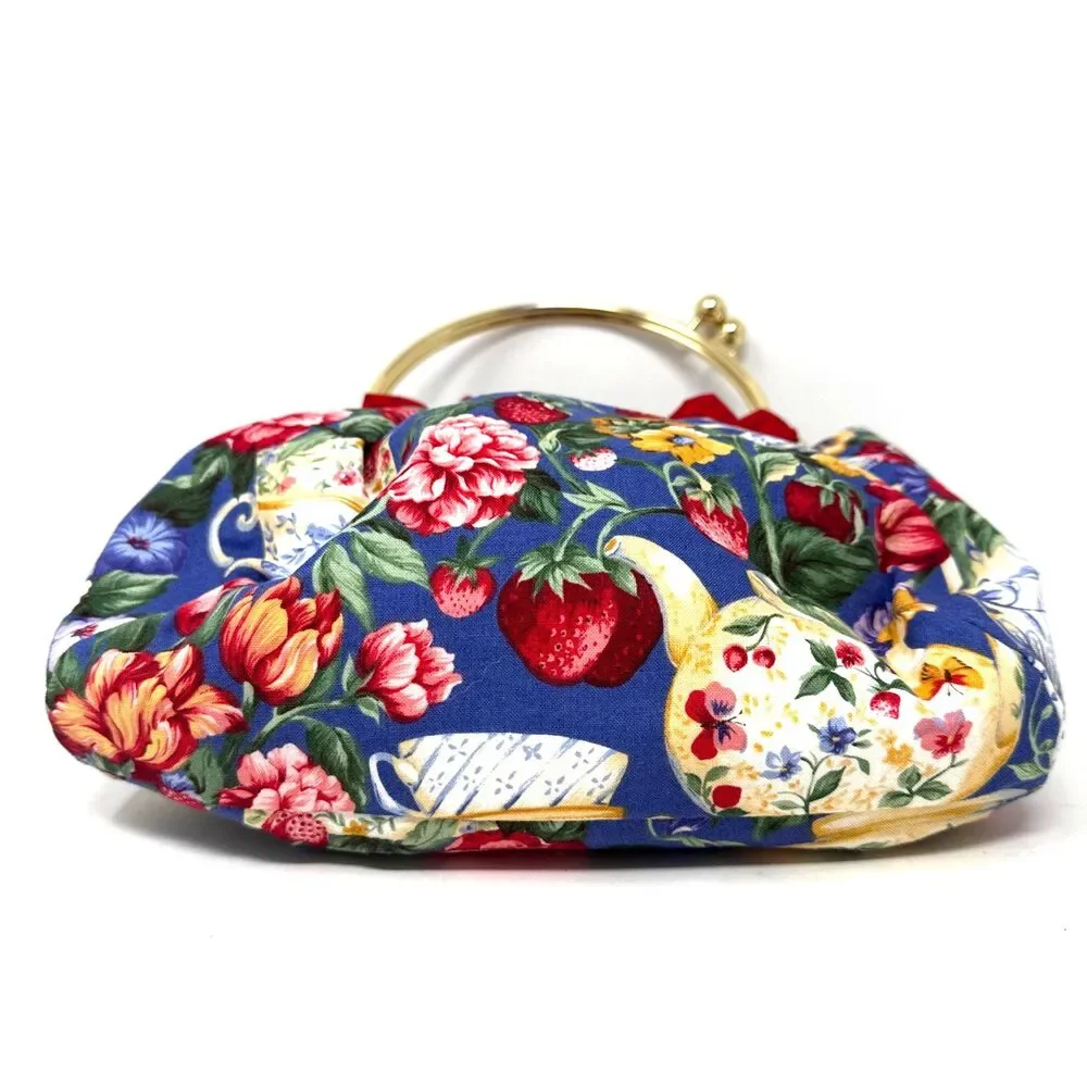 Handmade Brass Handle Bermuda Bag Extra Cover Reversible Florals Cottage Preppy